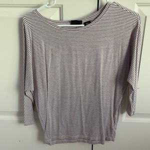 Burgundy and white striped mid sleeve shirt